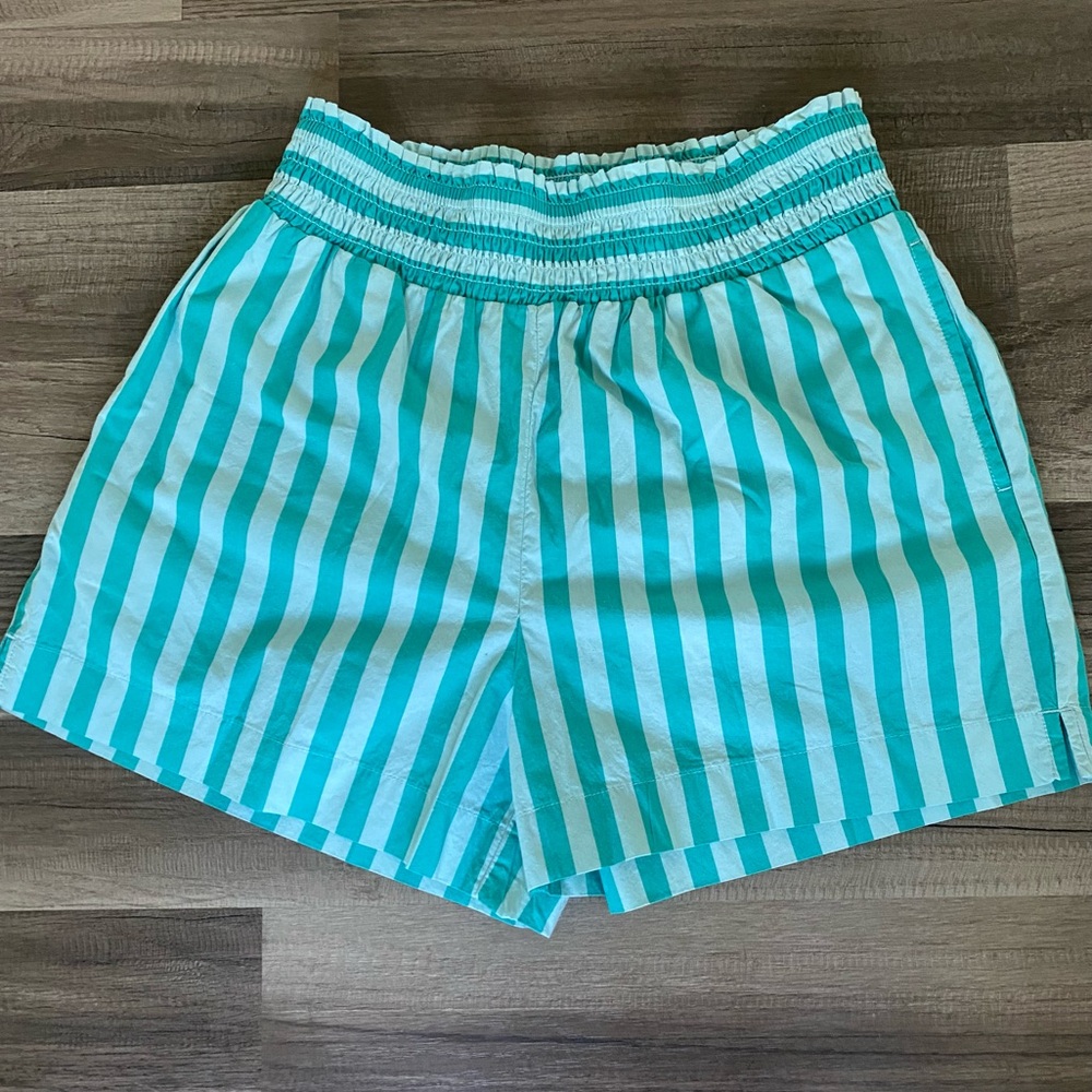 Striped Teal and White Shorts size S - Picture 1 of 10